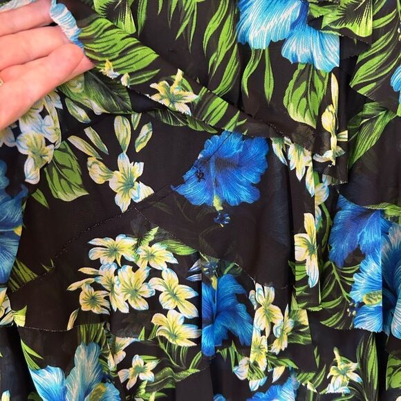 Dress Barn Vintage Black Floral Tiered Ruffle Y2K FairycoreTank 2X - Picture 5 of 11